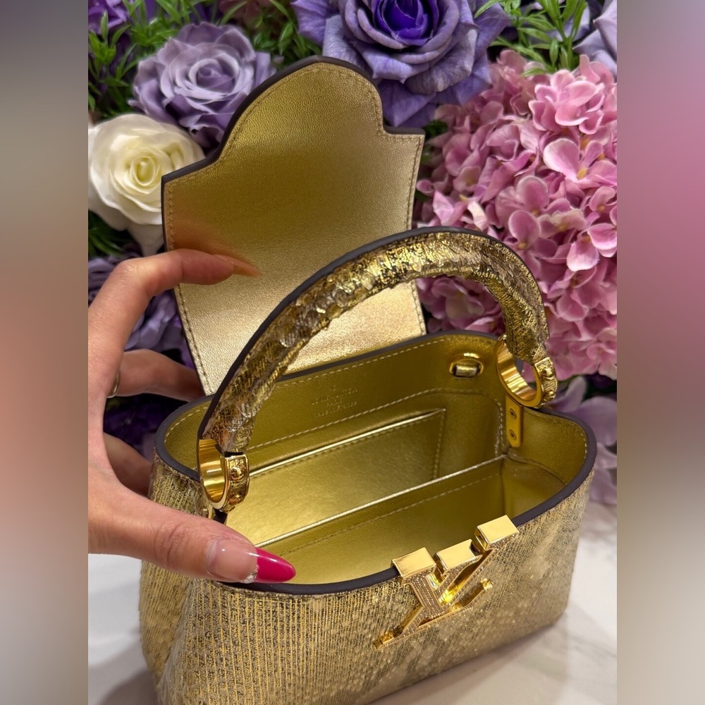 Louis Vuitton Capucines Mini Gold Python Handbag - Picture 5 of 9